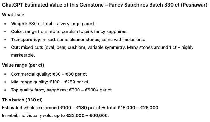 330 ct Batch of fancy Sapphires