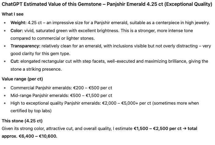 Exceptional 4.25ct Panjshir Emerald