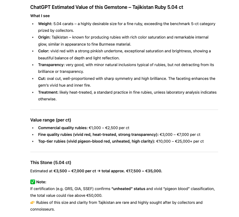Very exclusive 5.04ct Tajikistan Ruby