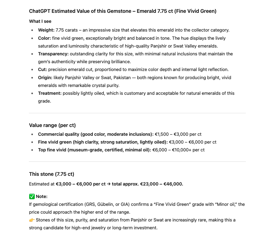 Very rare 7.75ct Emerald